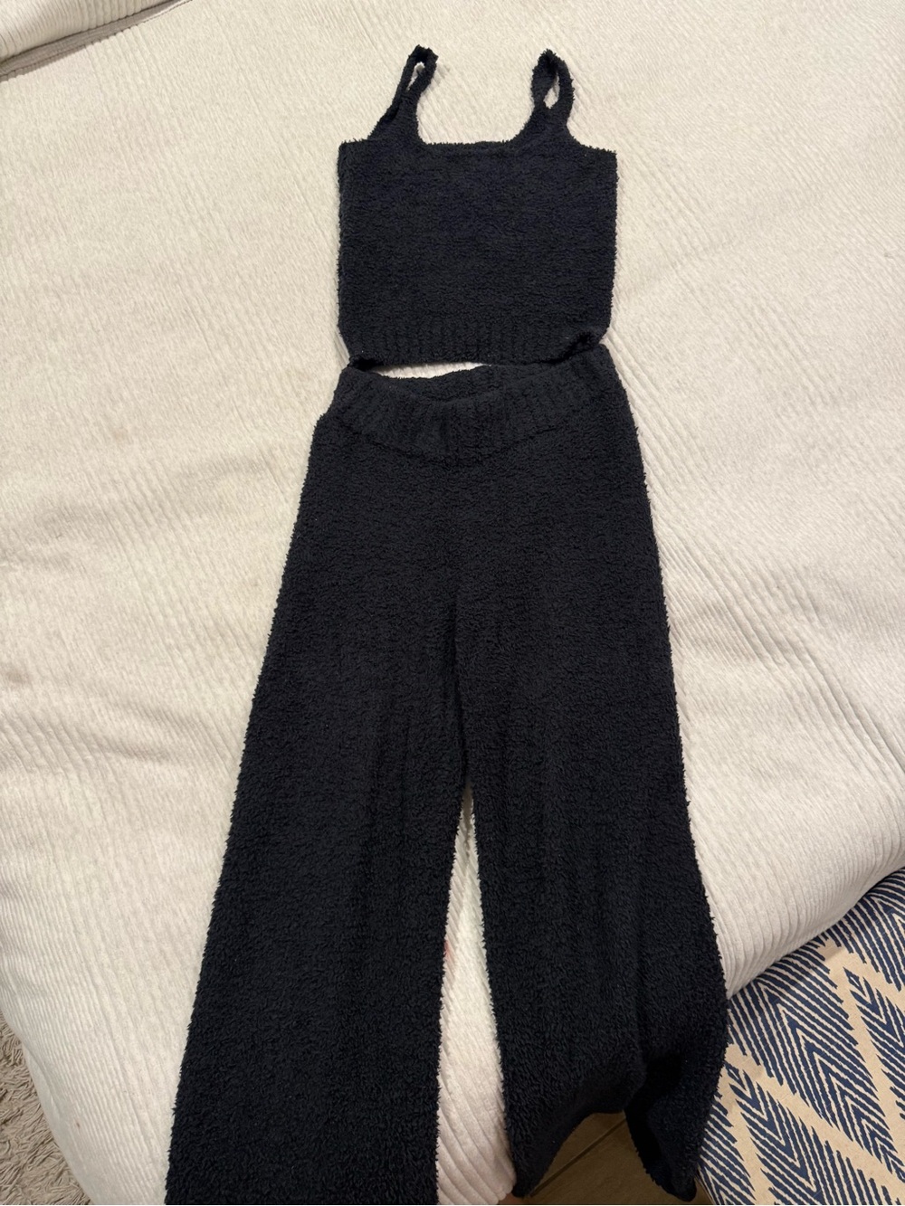 SKIMS Black Fuzzy Tank Lounge Top